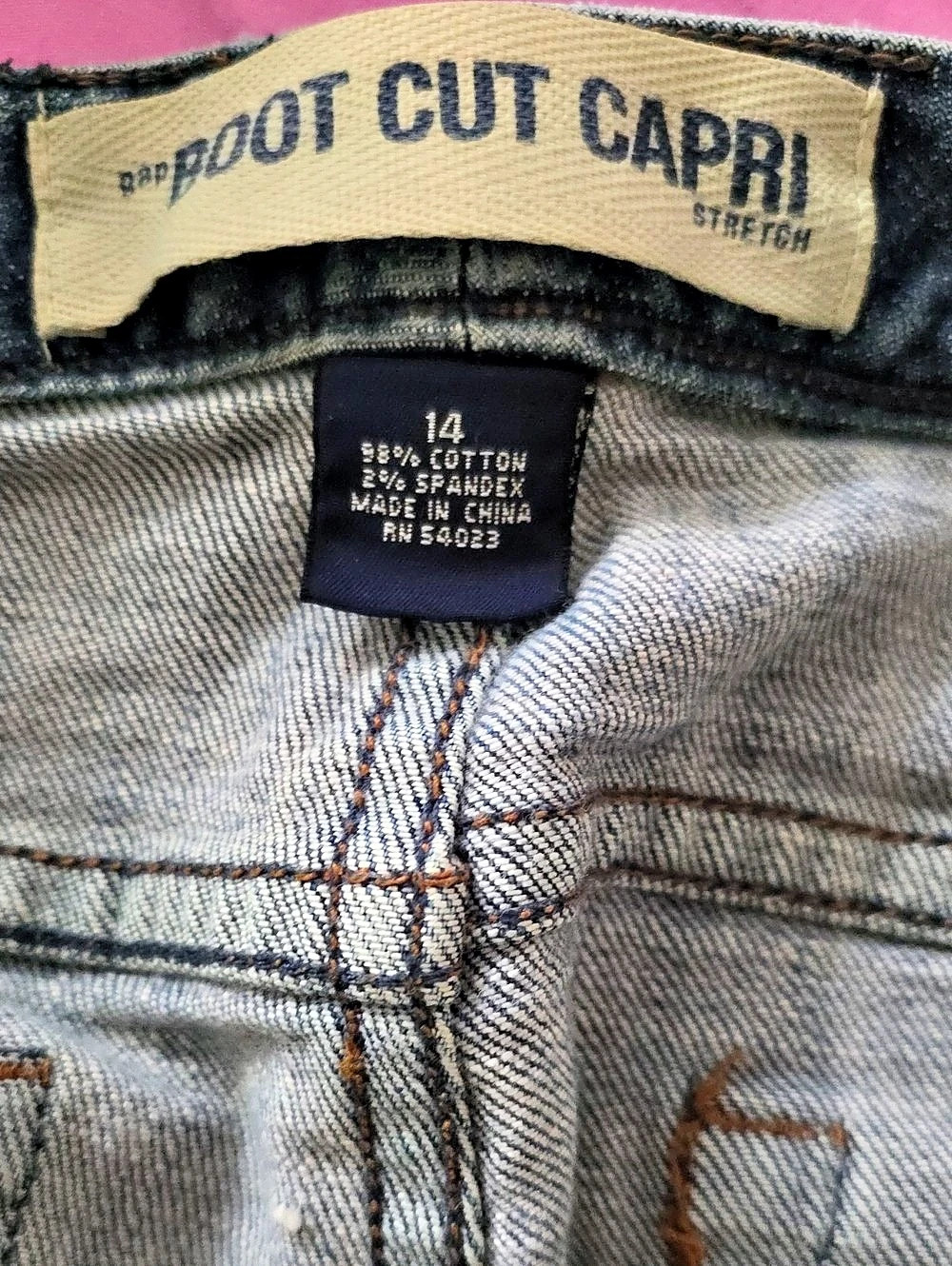 Gap Boot Cut Capri Stretch Jeans Blue Waist 14 - Picture 8 of 8